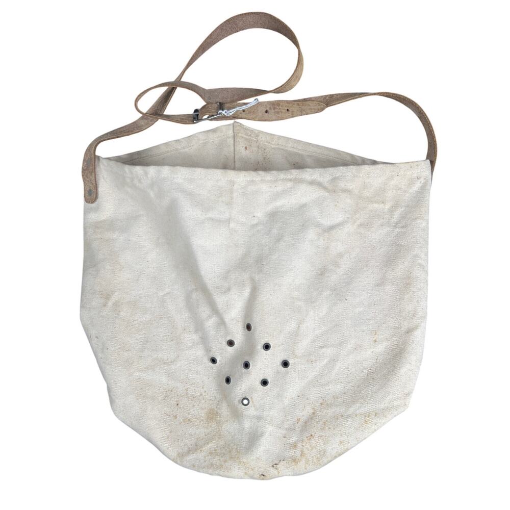 Vintage Unbranded Canva Cotton Leather Bottom Strap Tote Minnow Bait Bag